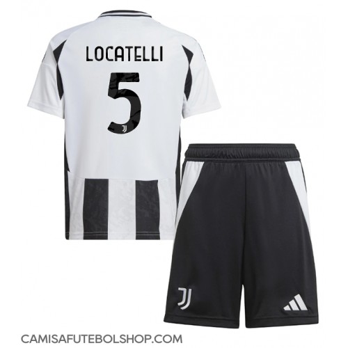 Camisa de time de futebol Juventus Manuel Locatelli #5 Replicas 1º Equipamento Infantil 2024-25 Manga Curta (+ Calças curtas)